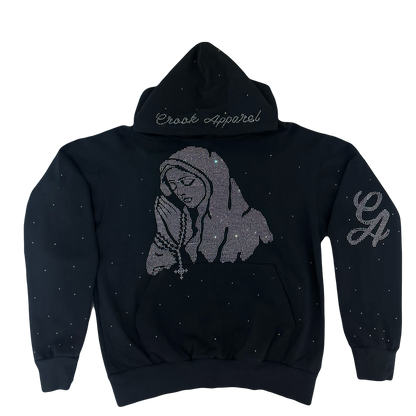 "PRAY FOR US SINNERS" BLACK - RELAXED FIT HOODIE