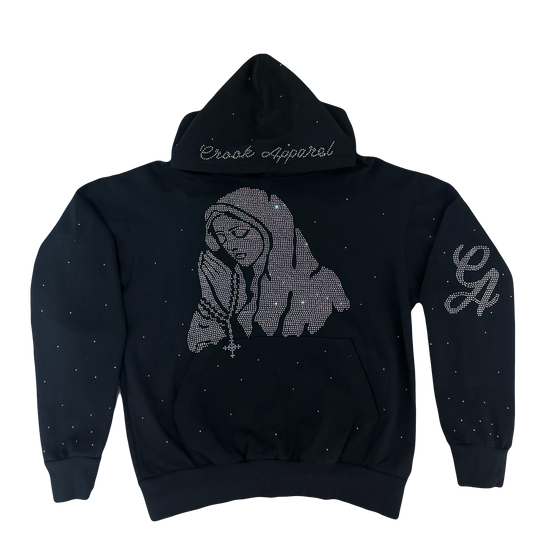 "PRAY FOR US SINNERS" BLACK - RELAXED FIT HOODIE