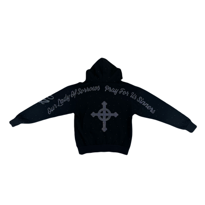 "PRAY FOR US SINNERS" BLACK - RELAXED FIT HOODIE